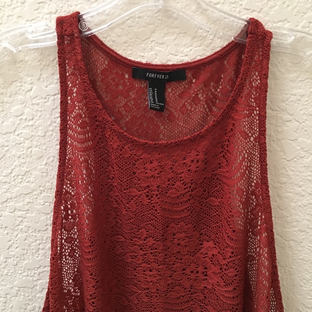 ⚡️2for$20⚡️Burnt orange floral lace tank top - Picture 2 of 4